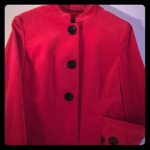 Ann Klein Crushed Velvet Thick Blazer/Jacket, Red